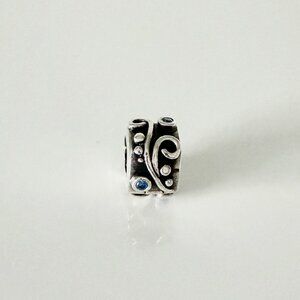 PANDORA Tendril Clip Charm Blue Cubic Zirconia